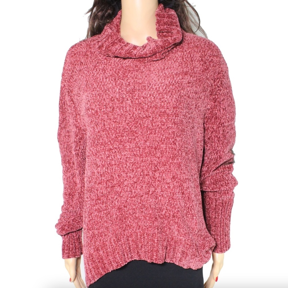 Pleione Chunky Knit Cowl Neck Pullover in Mauve